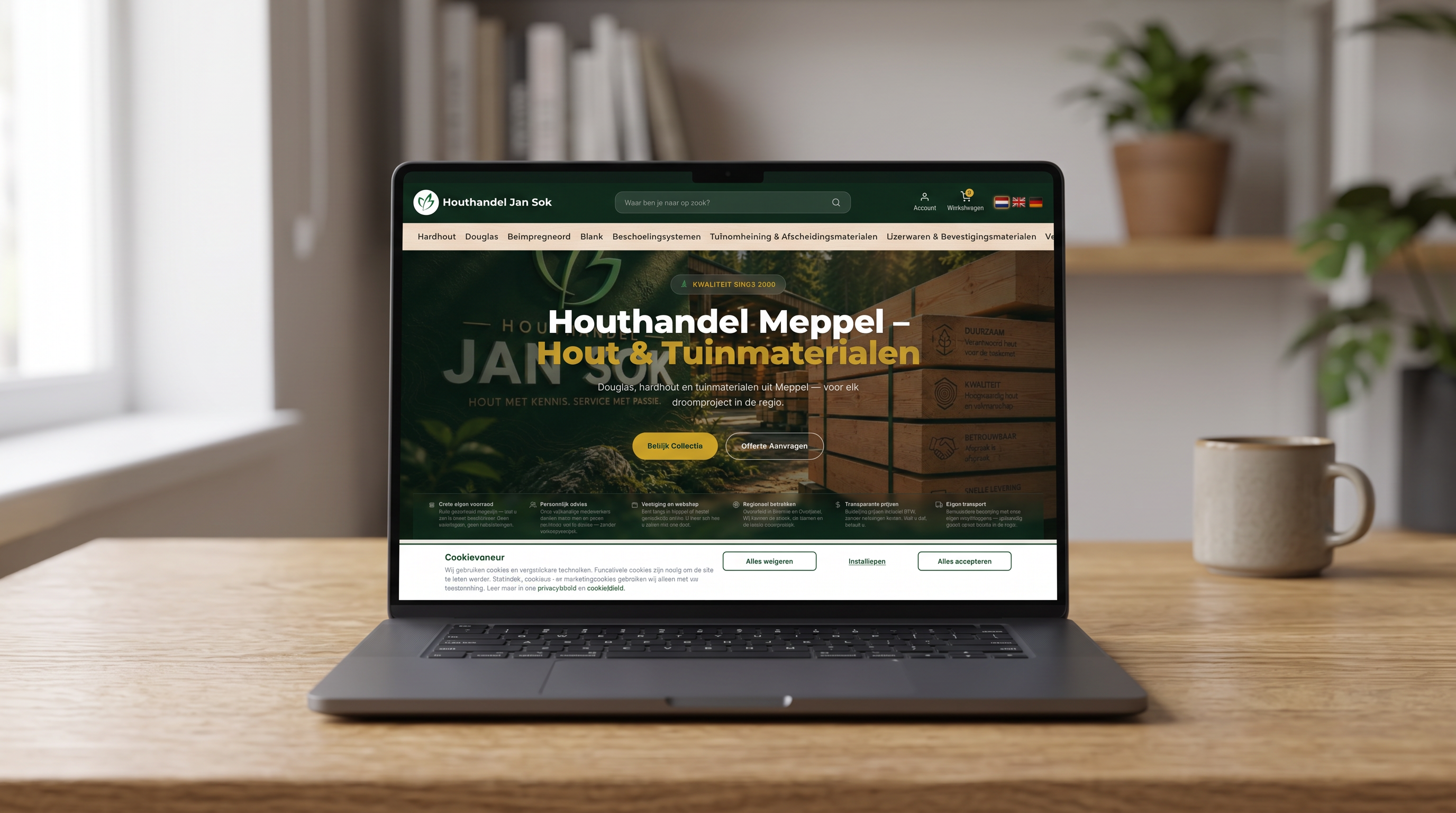 Houthandel Jan Sok homepage — maatwerk webshop